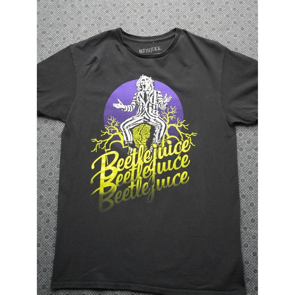 Beetlejuice Movie Character Logo Tee Black Crewneck Size Medium